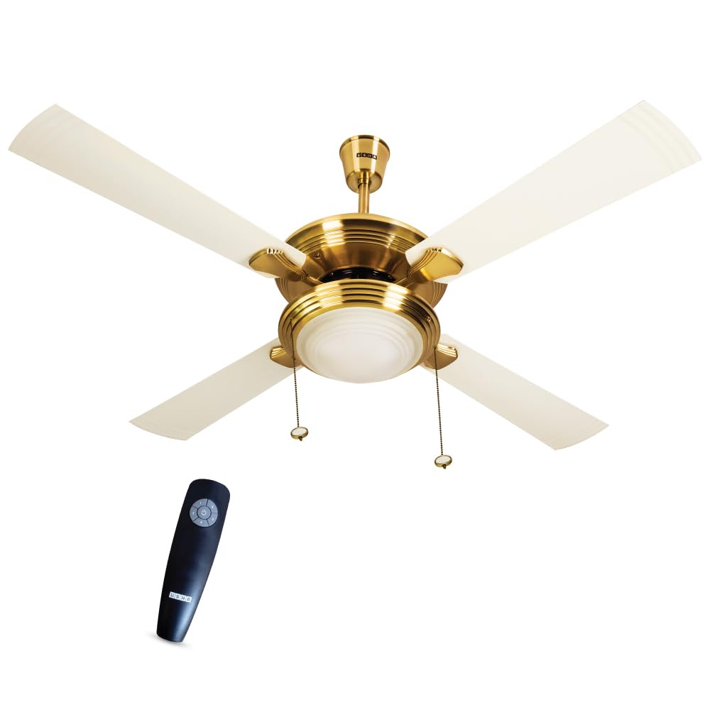 USHA Fontana One 1270Mm ISI Ceiling Fan With Decorative Lights | BEE Star Rated | 100% Copper Motor | RF Remote,High Air Speed And Delivery | 2 Year Warranty | ( Antique Brass ) | Free Installation