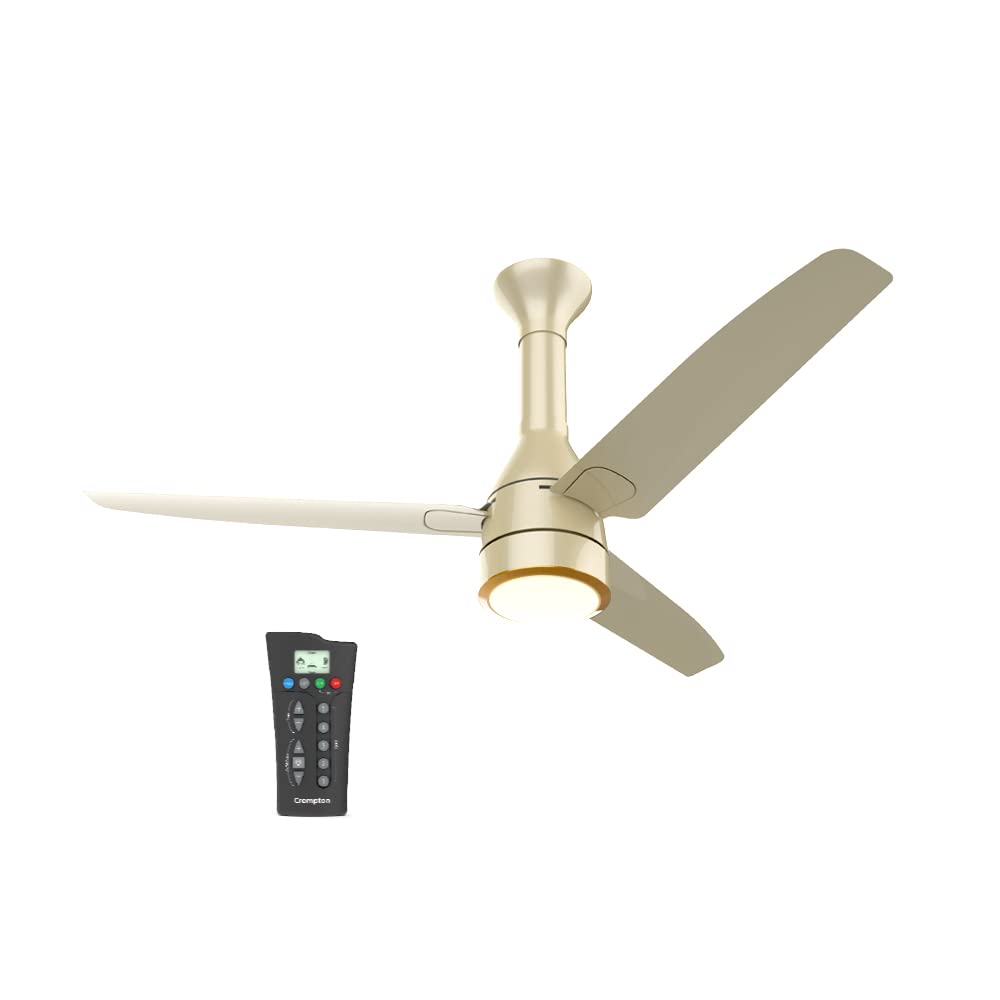 Crompton Energion Roverr Underlight 1200mm BLDC Ceiling Fan | Light Dimming Feature | Remote Control | 5 Years Warranty (Champagne Gold), Pack of 1