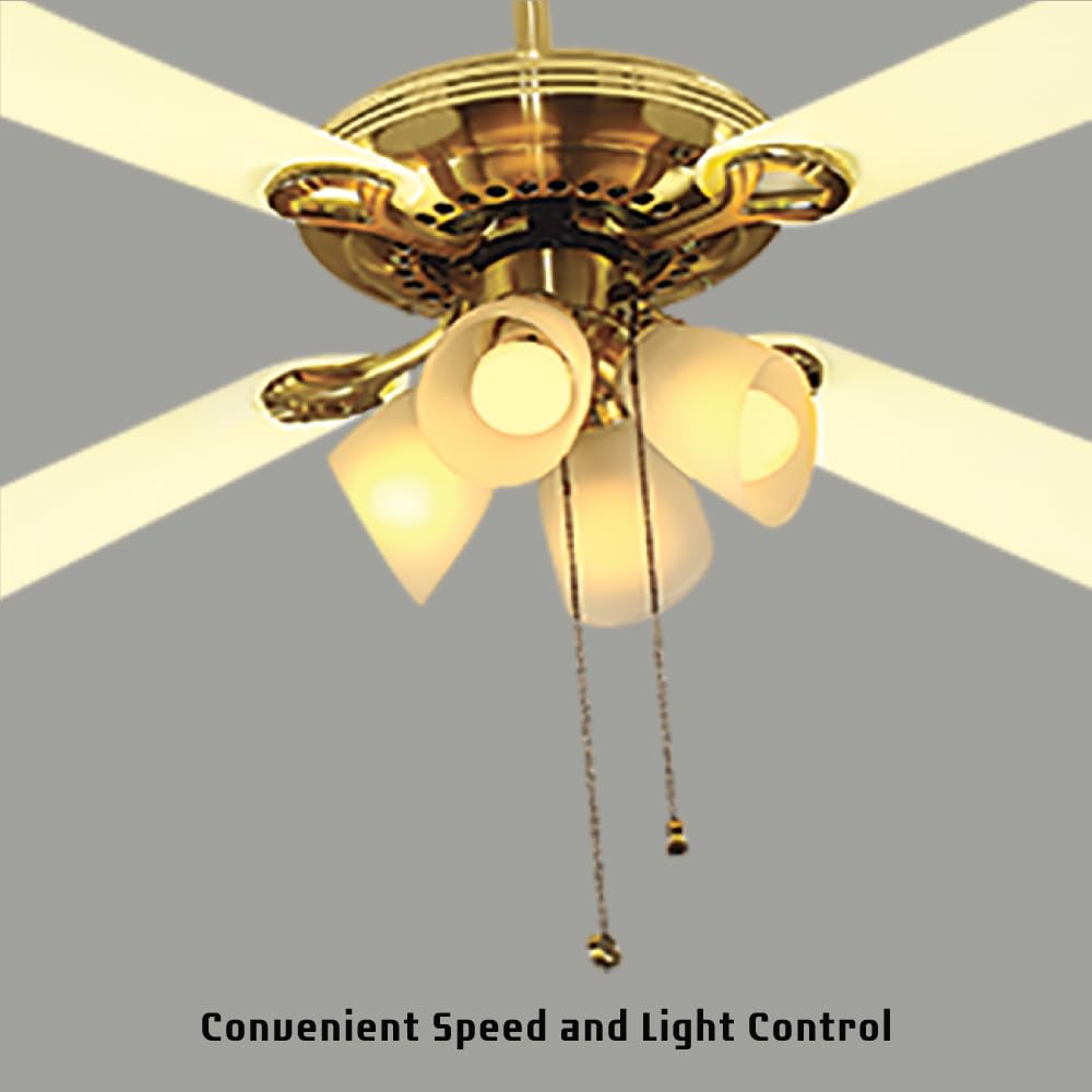 USHA Fontana Lotus 1230mm ISI Ceiling Fan with Decorative Lights,BEE Star Rated,100% Copper Motor,RF Remote,High Air Speed & Delivery,2 Year Warranty,(Gold Ivory) Pack of 1,Free Installation