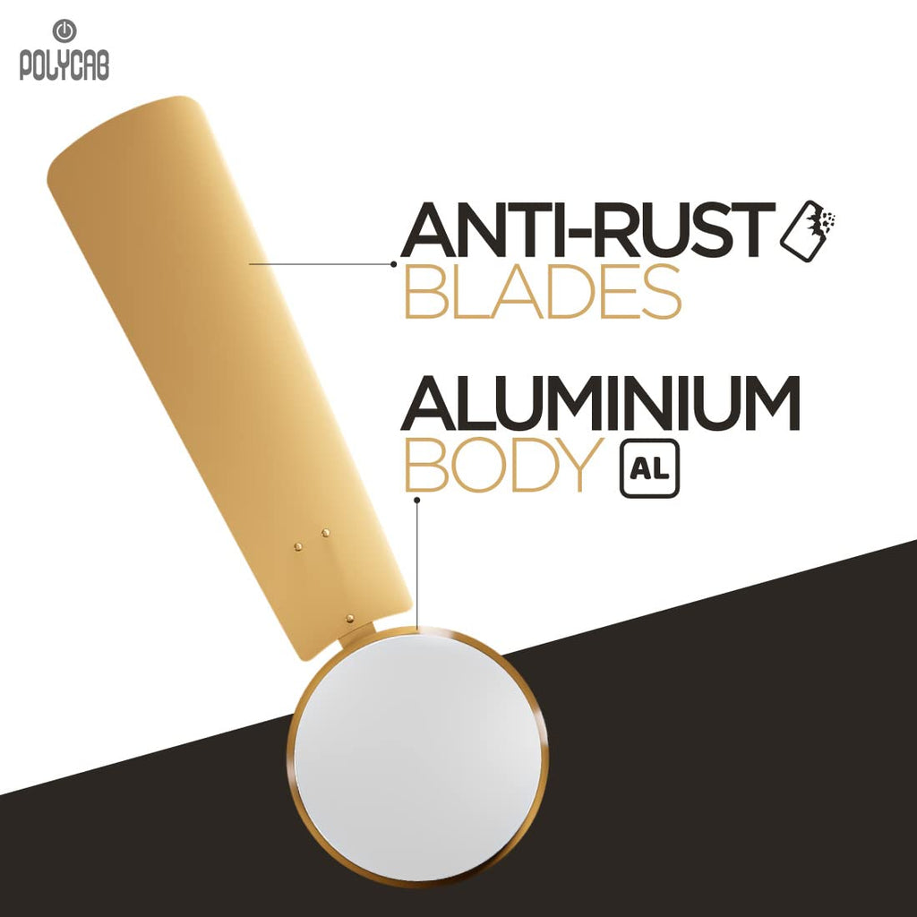 Polycab Superia SP02 Star Rated Premium BLDC 1200mm Ceiling Fan for home with Remote | Energy Saving, Clip-On Underlights, 100% Copper | 2-yr Warranty【Copper Rosewood】