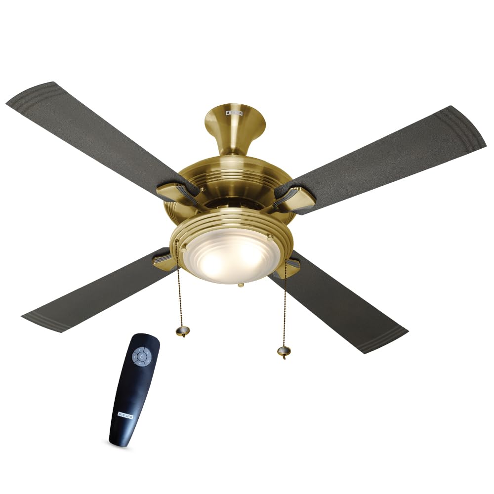 USHA Fontana One 1270Mm ISI Ceiling Fan With Decorative Lights | BEE Star Rated | 100% Copper Motor | RF Remote,High Air Speed And Delivery | 2 Year Warranty | ( Antique Brass ) | Free Installation