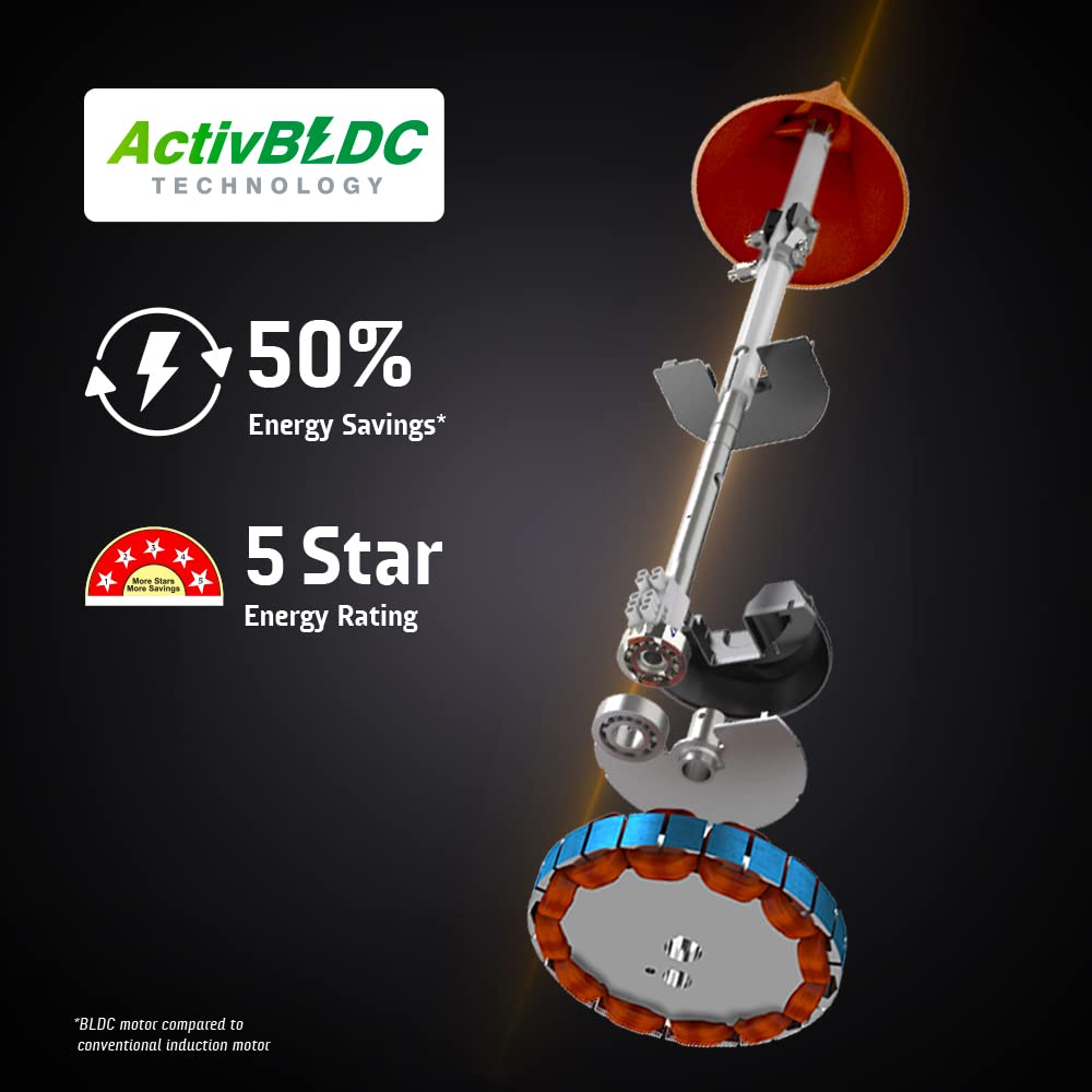 Crompton Energion Roverr Underlight 1200mm BLDC Ceiling Fan | Light Dimming Feature | Remote Control | 5 Years Warranty (Champagne Gold), Pack of 1