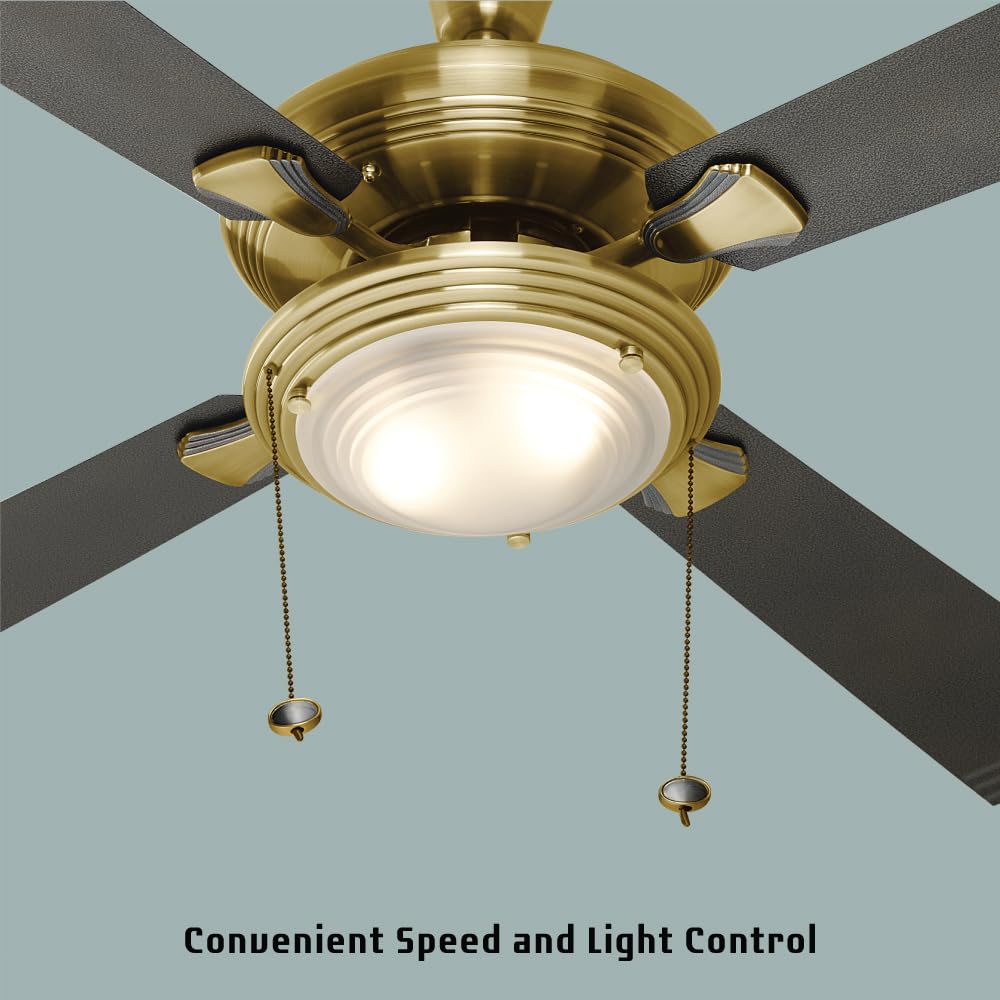 USHA Fontana One 1270Mm ISI Ceiling Fan With Decorative Lights | BEE Star Rated | 100% Copper Motor | RF Remote,High Air Speed And Delivery | 2 Year Warranty | ( Antique Brass ) | Free Installation