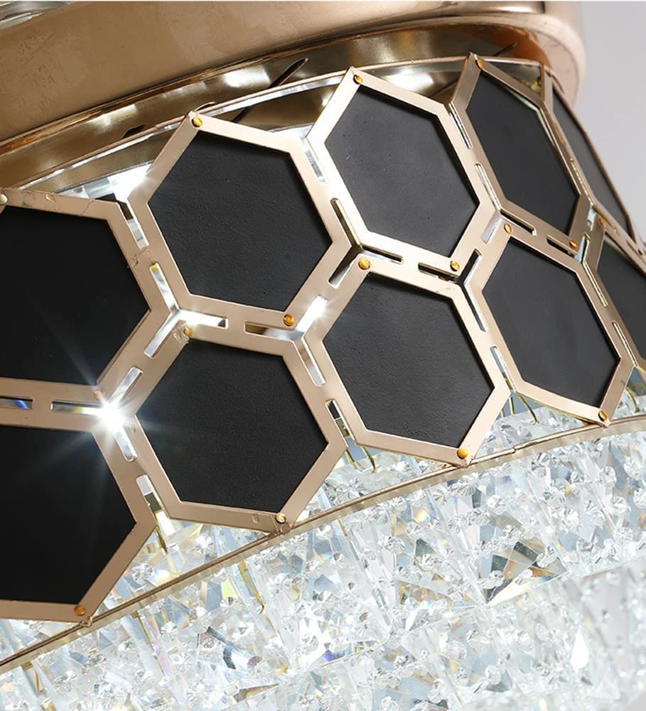 Harold Electricals Metal 42 Inchs Black Mamba Ceiling Fan Chandelier with Remote Control Retractable Blades - Trio Light Color(Inbuilt Led)