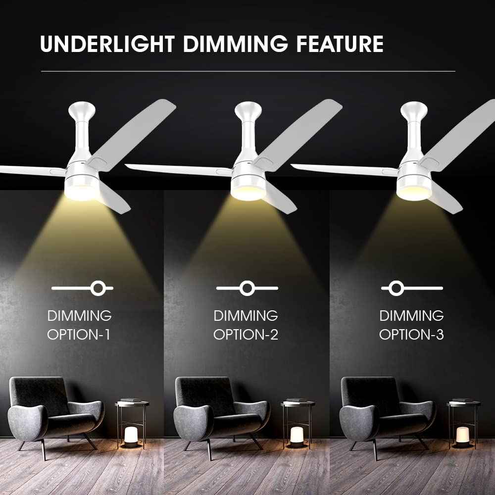 Crompton Energion Roverr Underlight 1200mm BLDC Ceiling Fan | Light Dimming Feature | Remote Control | 5 Years Warranty (Champagne Gold), Pack of 1