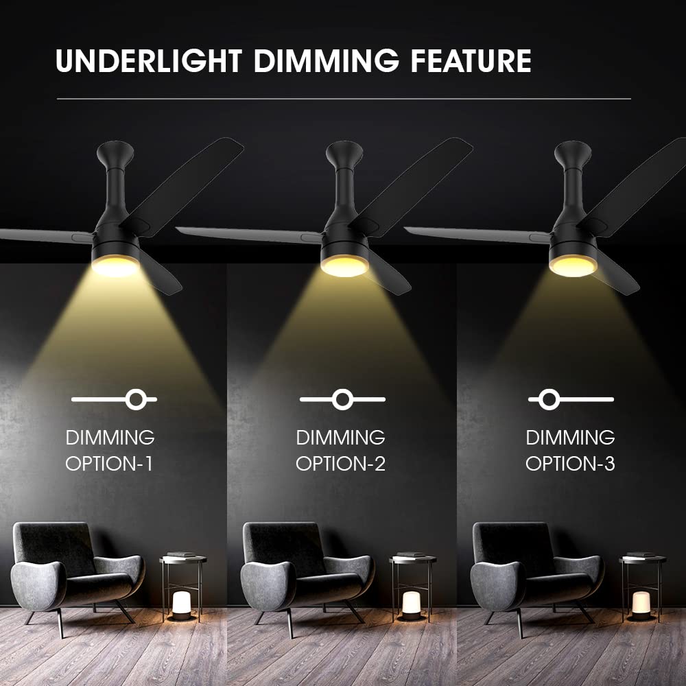 Crompton Energion Roverr Underlight 1200mm BLDC Ceiling Fan | Light Dimming Feature | Remote Control | 5 Years Warranty (Champagne Gold), Pack of 1