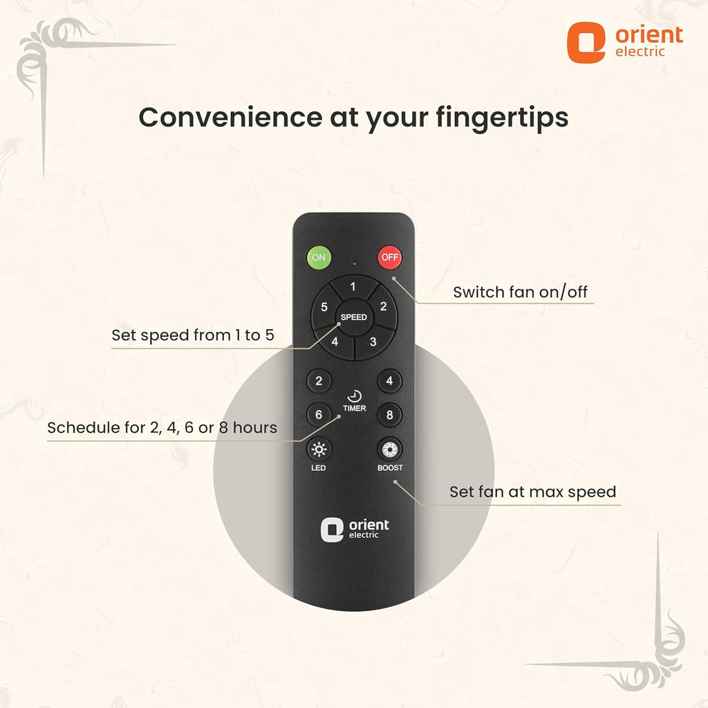 Orient Electric Subaris 1300mm Underlight Ceiling Fan with Remote | 100% Copper Motor | High Air Speed and Delivery | Antique Copper