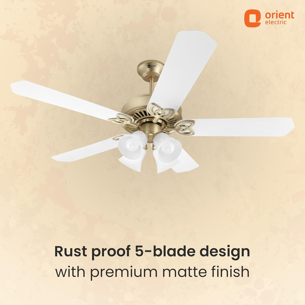 Orient Electric Subaris 1300mm Underlight Ceiling Fan with Remote | 100% Copper Motor | High Air Speed and Delivery | Antique Copper