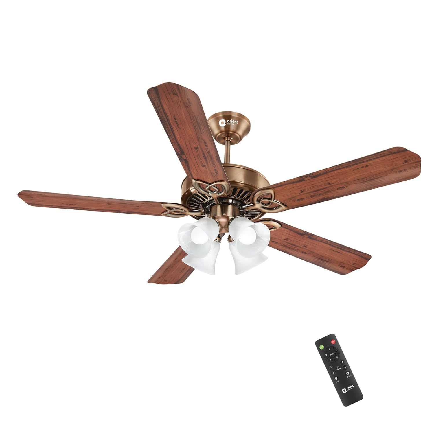 Orient Electric Subaris 1300mm Underlight Ceiling Fan with Remote | 100% Copper Motor | High Air Speed and Delivery | Antique Copper