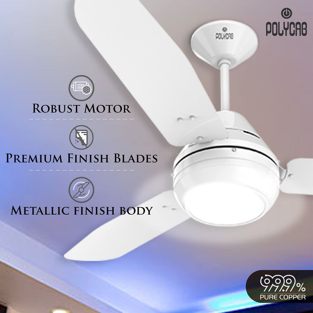 Polycab Superia SP02 Star Rated Premium BLDC 1200mm Ceiling Fan for home with Remote | Energy Saving, Clip-On Underlights, 100% Copper | 2-yr Warranty【Copper Rosewood】