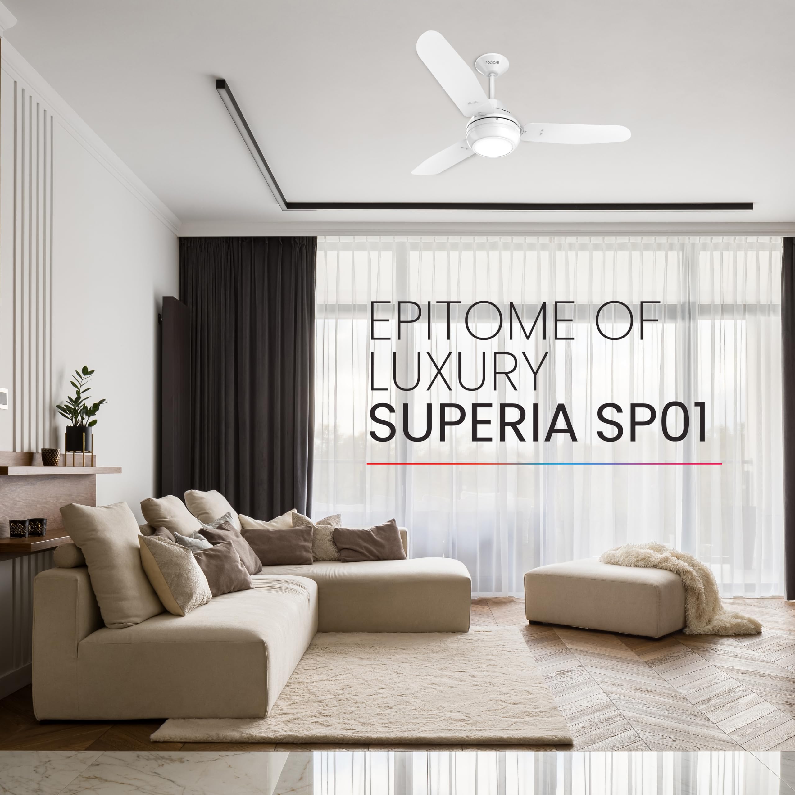 Polycab Superia SP02 Star Rated Premium BLDC 1200mm Ceiling Fan for home with Remote | Energy Saving, Clip-On Underlights, 100% Copper | 2-yr Warranty【Copper Rosewood】