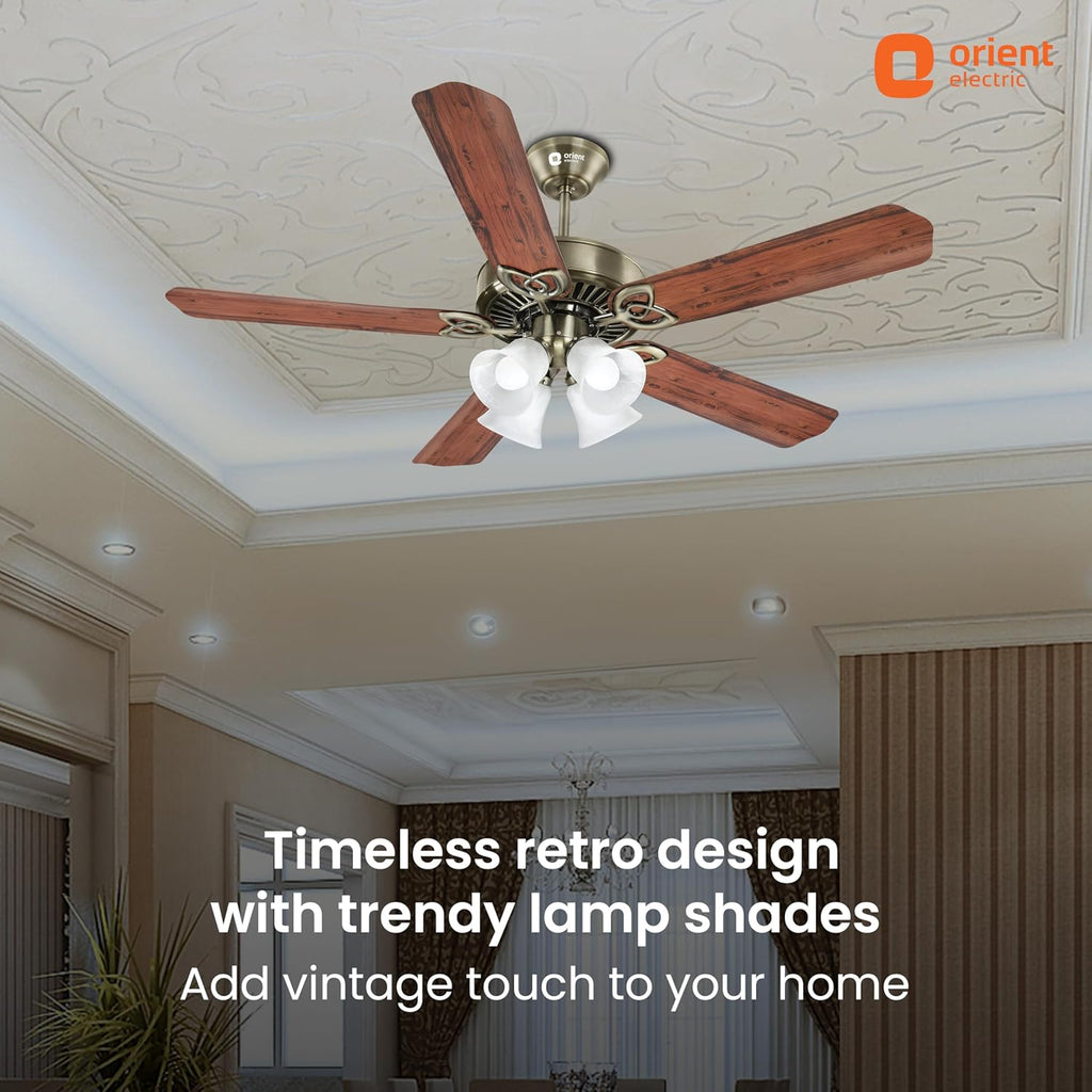 Orient Electric Subaris 1300mm Underlight Ceiling Fan with Remote | 100% Copper Motor | High Air Speed and Delivery | Antique Copper