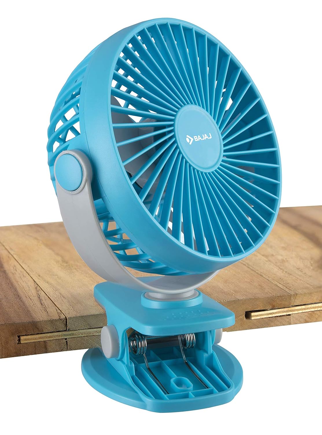 Bajaj Pygmy Go 178MM Mini Fan with LED Lighting | Rechargeable | USB Charging | 4-hours Battery Backup | 3 Speed | 2-Light Brightness Setting | High Speed | Portable【Blue】