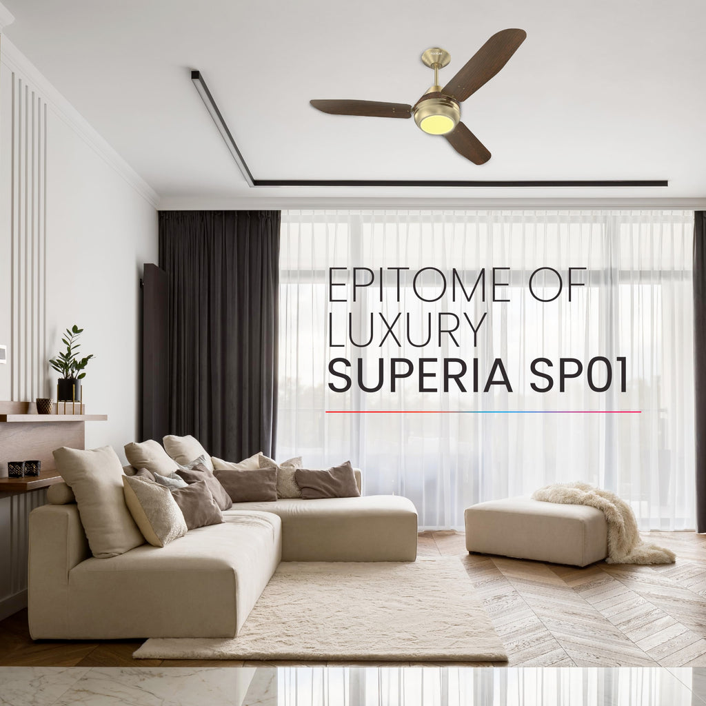 Polycab Superia SP02 Star Rated Premium BLDC 1200mm Ceiling Fan for home with Remote | Energy Saving, Clip-On Underlights, 100% Copper | 2-yr Warranty【Copper Rosewood】