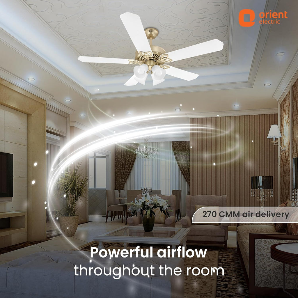 Orient Electric Subaris 1300mm Underlight Ceiling Fan with Remote | 100% Copper Motor | High Air Speed and Delivery | Antique Copper