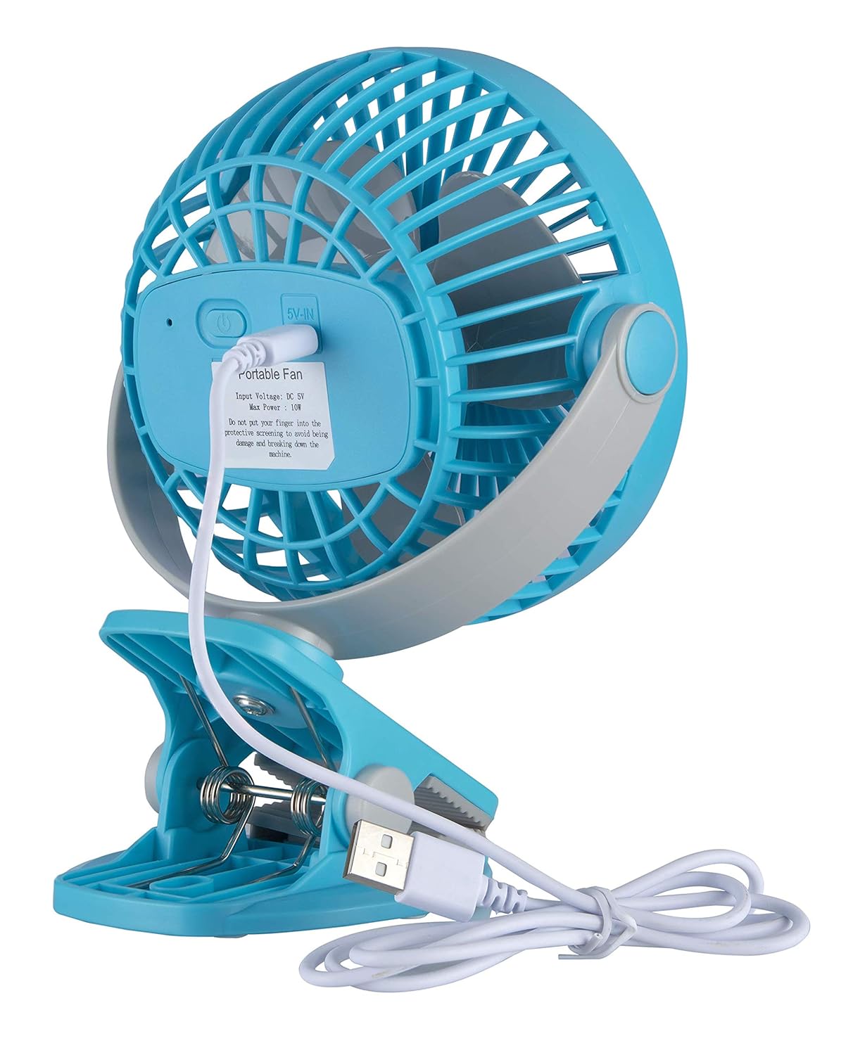 Bajaj Pygmy Go 178MM Mini Fan with LED Lighting | Rechargeable | USB Charging | 4-hours Battery Backup | 3 Speed | 2-Light Brightness Setting | High Speed | Portable【Blue】
