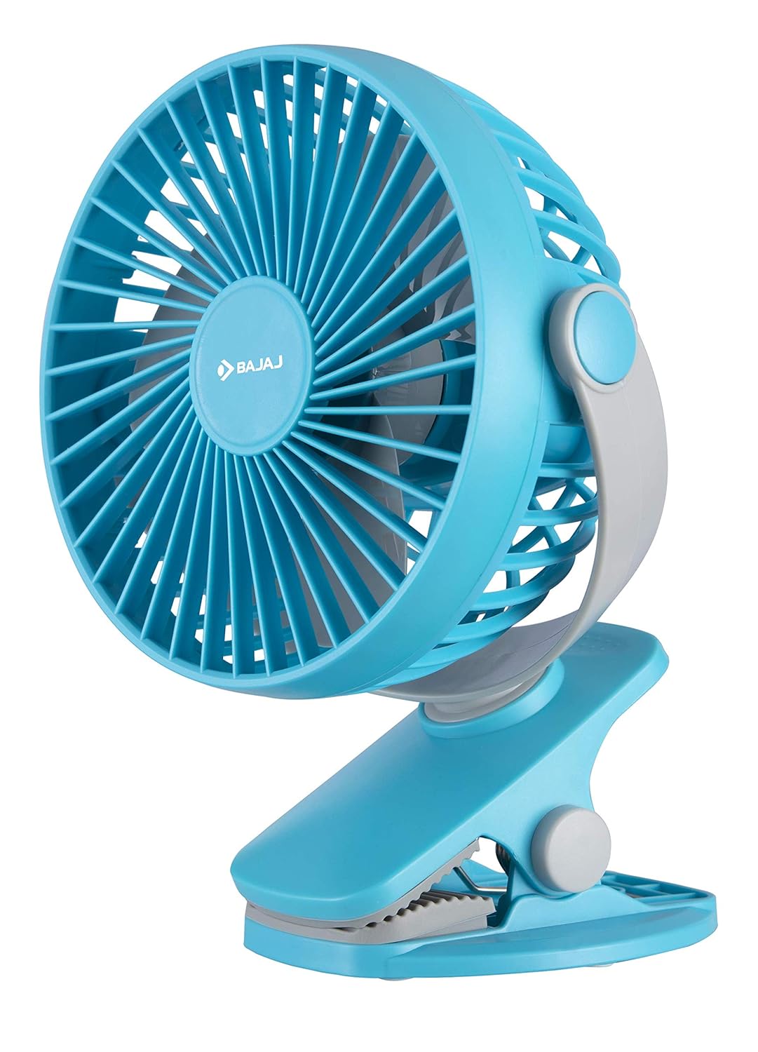Bajaj Pygmy Go 178MM Mini Fan with LED Lighting | Rechargeable | USB Charging | 4-hours Battery Backup | 3 Speed | 2-Light Brightness Setting | High Speed | Portable【Blue】