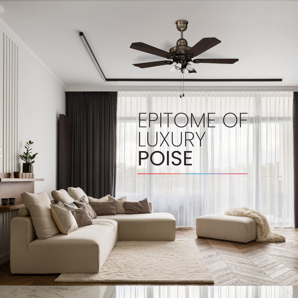 Polycab Superia SP02 Star Rated Premium BLDC 1200mm Ceiling Fan for home with Remote | Energy Saving, Clip-On Underlights, 100% Copper | 2-yr Warranty【Copper Rosewood】